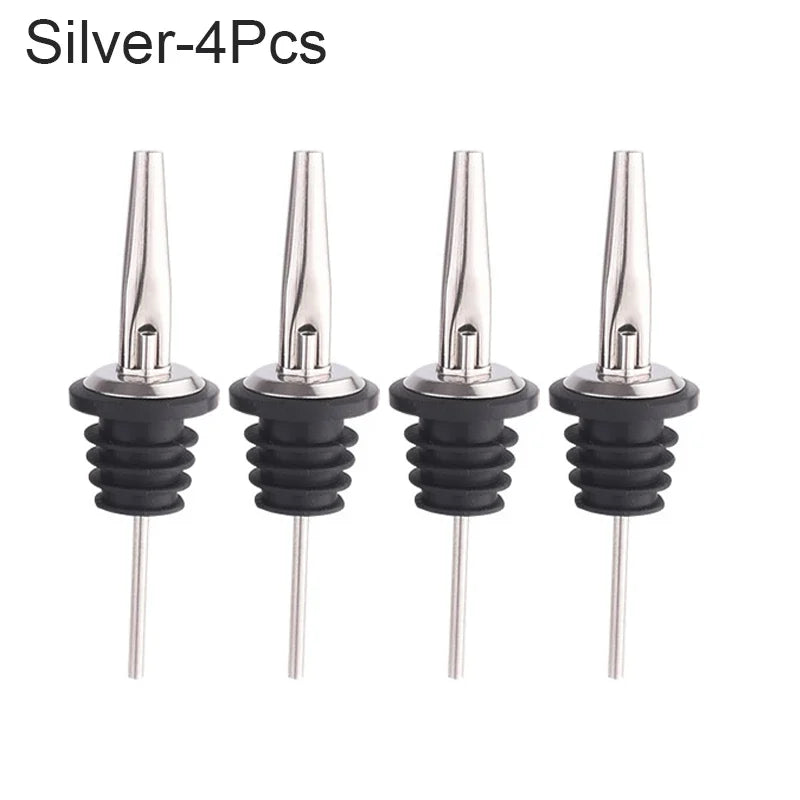 4Pcs Black/Rose Gold/Silver Liquor Pourers, Stainless Steel Liquor Bottle Pourers for Alcohol, Bar Accessories Pour Spouts