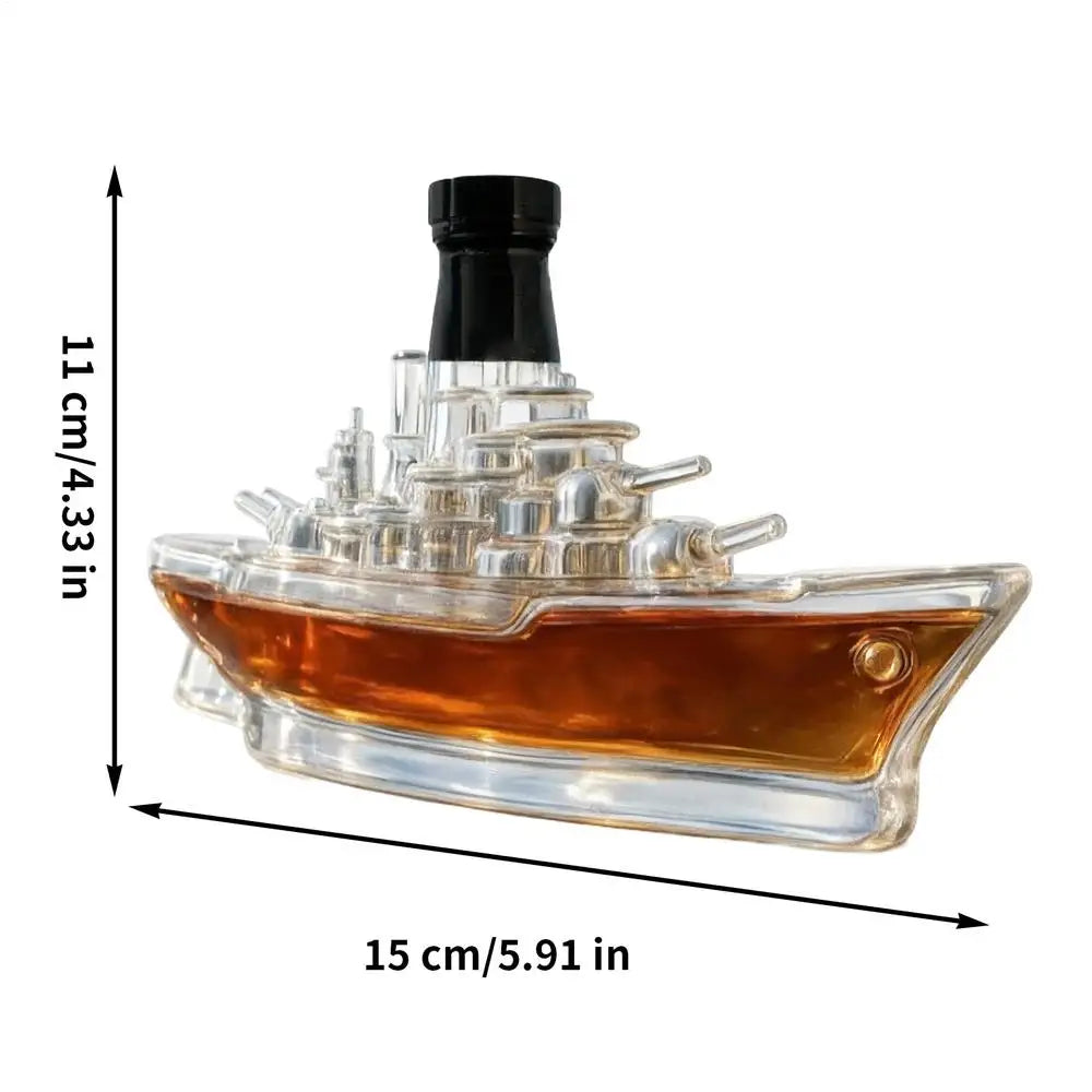 350ml Warship Shape Glass Liquor Bottle Empty Whisky Vodka Jar for Home Bar Collection Gift Decoration Accessories