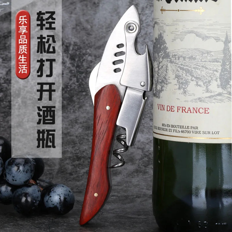 Red Pear Wood Handle Wine Opener  Beer Bottle  Opener Corkscrew Bar Accessories Manufacturer Drop Ship for Bartender