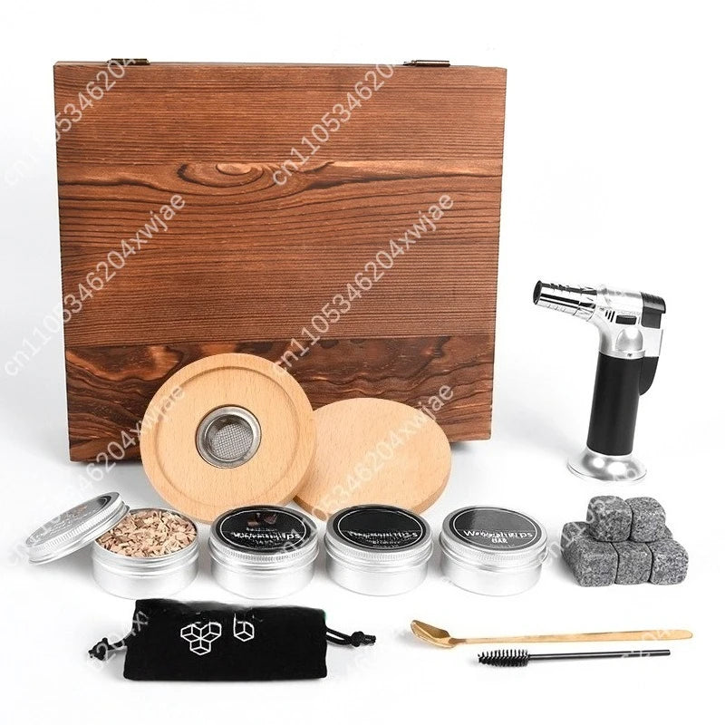 Premium Wooden Smoke Infusion Kit for Home Bartending, Adds Flavor to Cocktails Whiskey & Culinary Creations