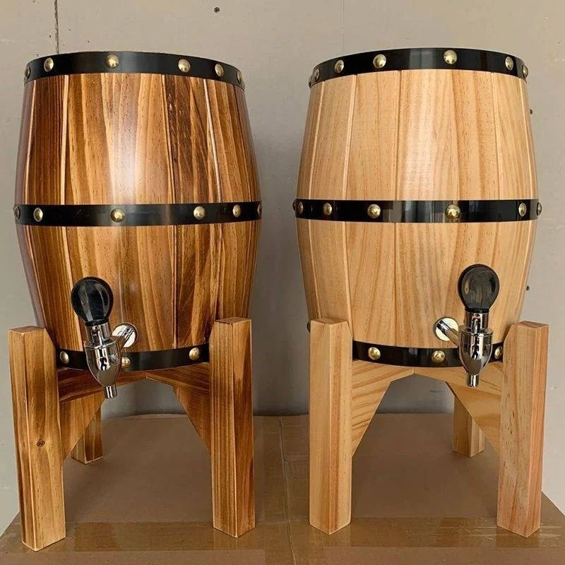 Oak Wood Aging Barrel with Tap Small Wooden Wine & Spirit Fermentation Cask Portable Mini Whiskey Barrel Decor for Home Brewing