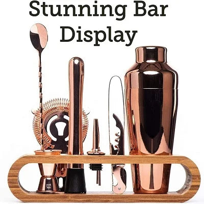 Cocktail Bar set Mixology Bartender Kit: 10-Piece Bar Tool Set with Stylish Bamboo Stand Cocktail kit