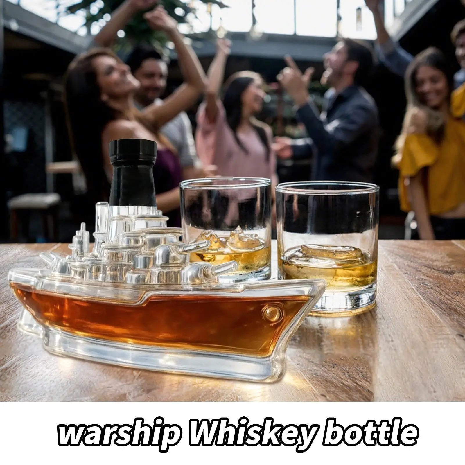 350ml Warship Shape Glass Liquor Bottle Empty Whisky Vodka Jar for Home Bar Collection Gift Decoration Accessories