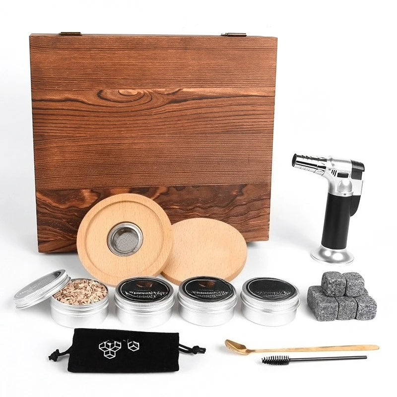 Premium Wooden Smoke Infusion Kit for Home Bartending, Adds Flavor to Cocktails Whiskey & Culinary Creations