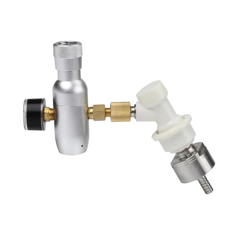 Stainless Carbonation Cap 60psi CO2 Charger With 5/16" Barb & Ball Lock Disconnect Type CO2 Coupling For Carbonate Soda Beer