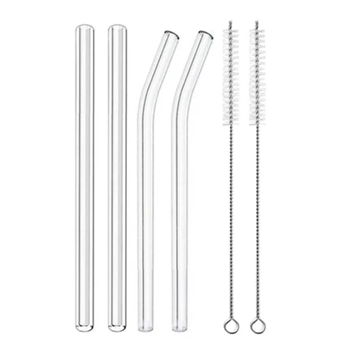 4 Pieces/Set 16cm Short Glass Straws with 2 Cleaning Brushes, Eco-Friendly Reusable Straws for Desserts, Smoothies, Milkshakes, Cocktail Whiskey Beer Straws, Bar Accessories, Mini Eggshell Cup Thermos Cup Water Cup Straws