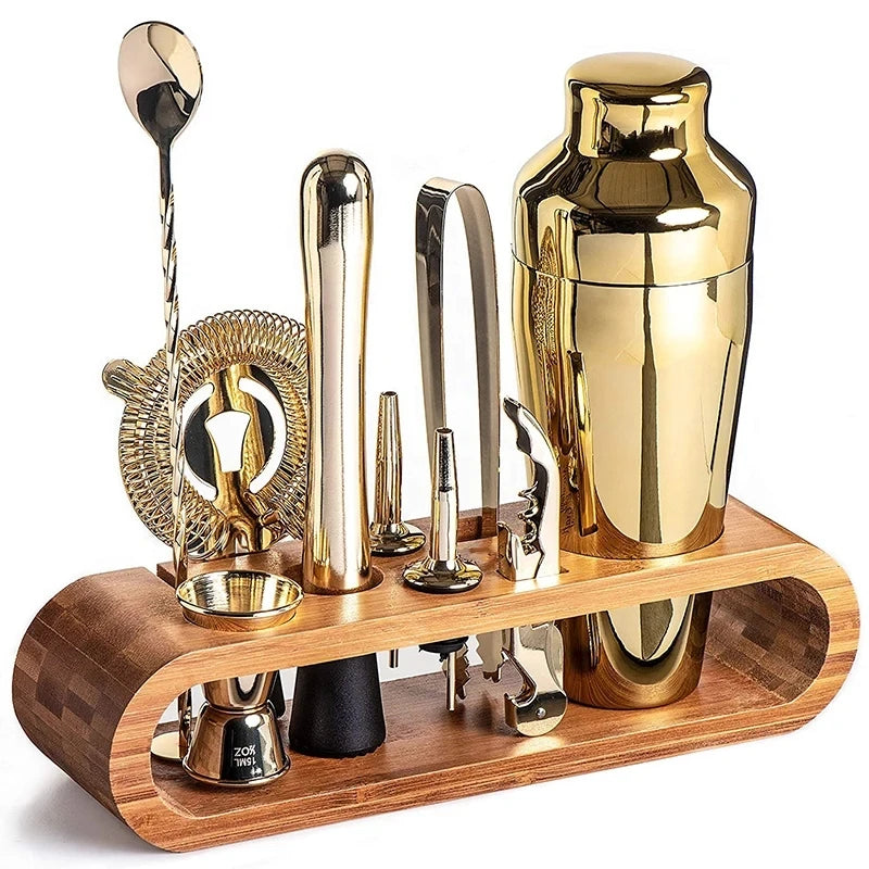 Cocktail Bar set Mixology Bartender Kit: 10-Piece Bar Tool Set with Stylish Bamboo Stand Cocktail kit