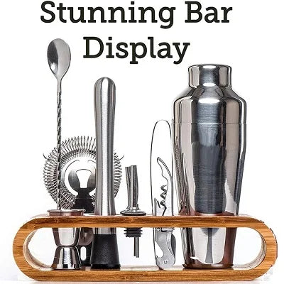 Cocktail Bar set Mixology Bartender Kit: 10-Piece Bar Tool Set with Stylish Bamboo Stand Cocktail kit