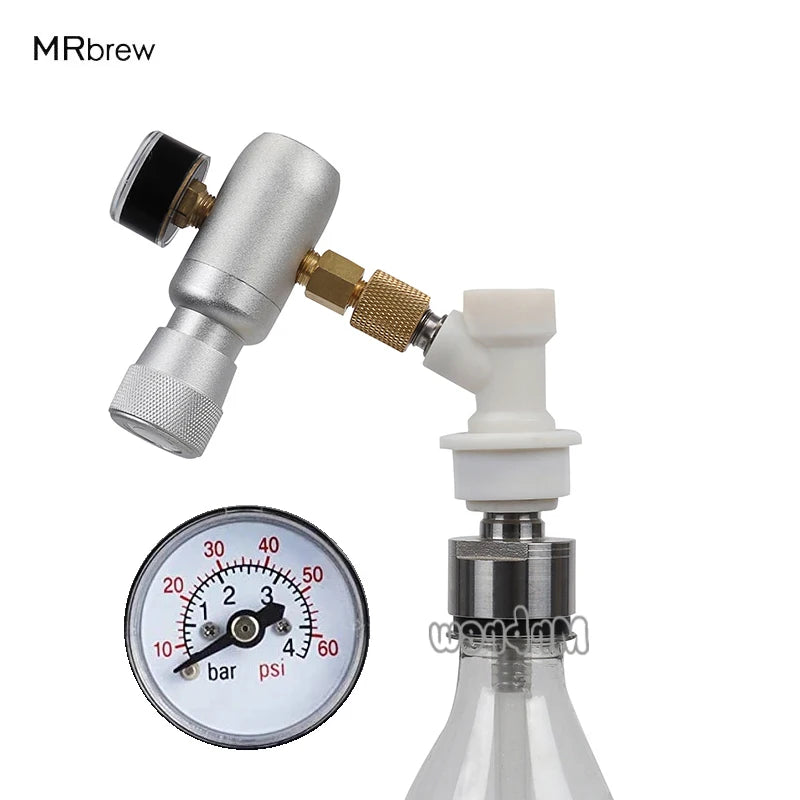 Stainless Carbonation Cap 60psi CO2 Charger With 5/16" Barb & Ball Lock Disconnect Type CO2 Coupling For Carbonate Soda Beer