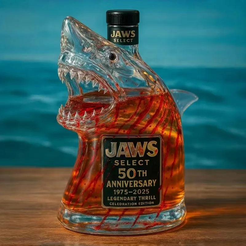 2025 Shark Statue Wine Bottle, Decanter Wine Decoration For Bar,Office,Home Animal Whiskey Bottle 3D Engraved Shark Glass 320ml