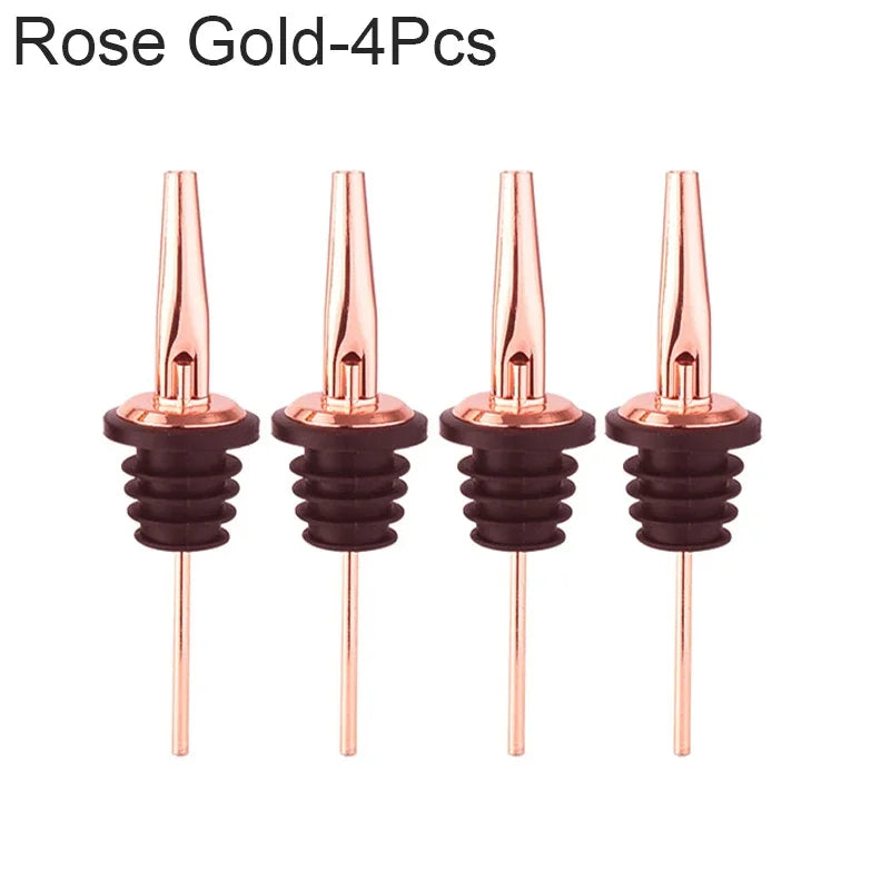 4Pcs Black/Rose Gold/Silver Liquor Pourers, Stainless Steel Liquor Bottle Pourers for Alcohol, Bar Accessories Pour Spouts