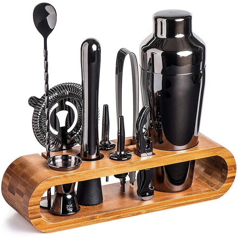 Cocktail Bar set Mixology Bartender Kit: 10-Piece Bar Tool Set with Stylish Bamboo Stand Cocktail kit