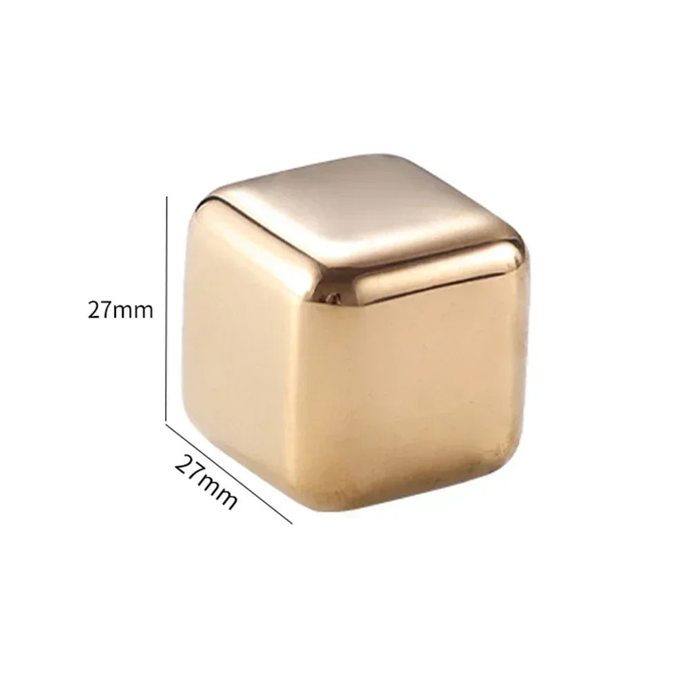 304 Stainless Steel Ice Cubes Set Reusable Chilling Stones 2.7x2.7x2.7cm Silver/Gold/Colourful Fit Vodka Whiskey Wine Cooling