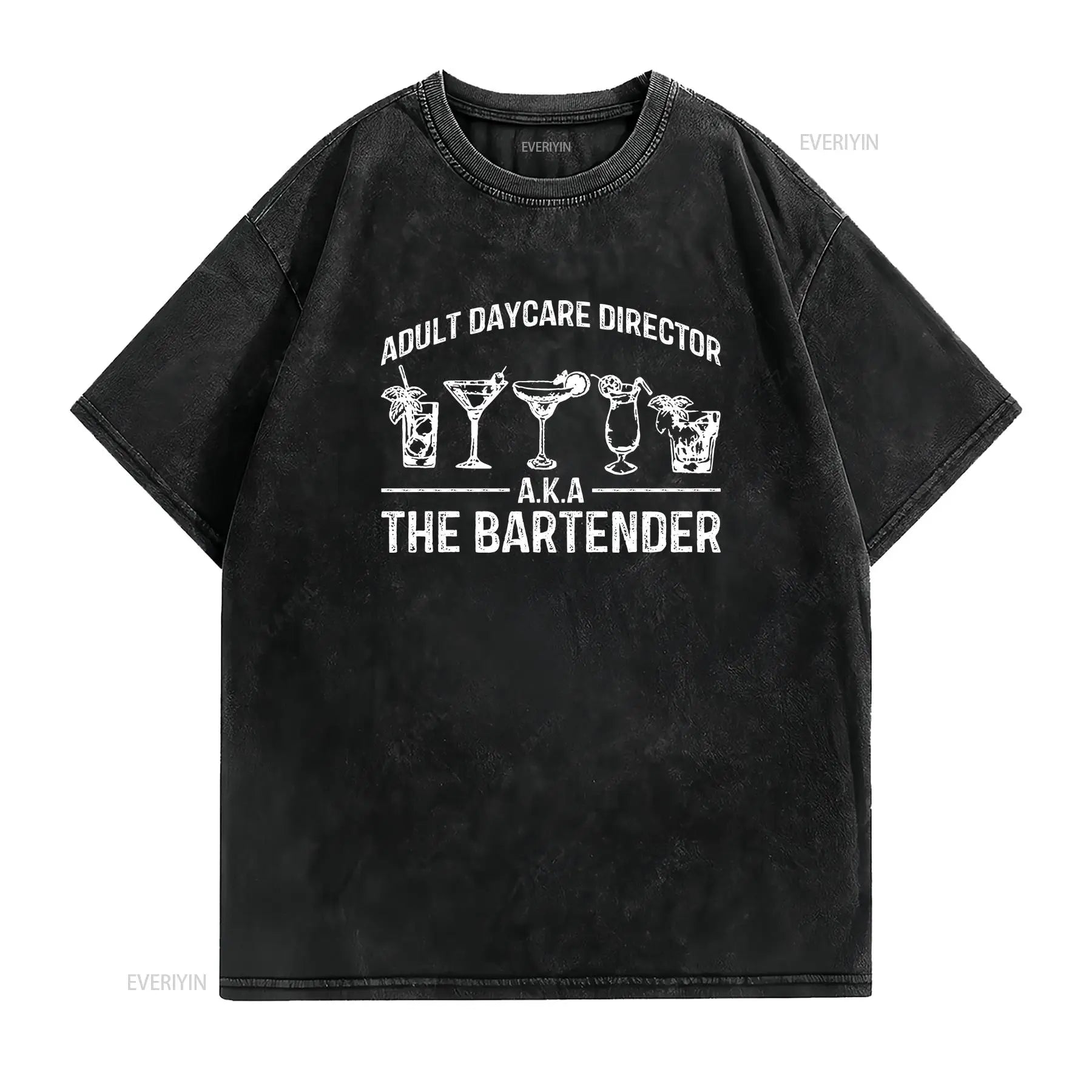 Funny Bartending T Shirt Bartender Barista Barmen Adult Daycare Director A K The Drinking vintage Washed Slightly Comfortable