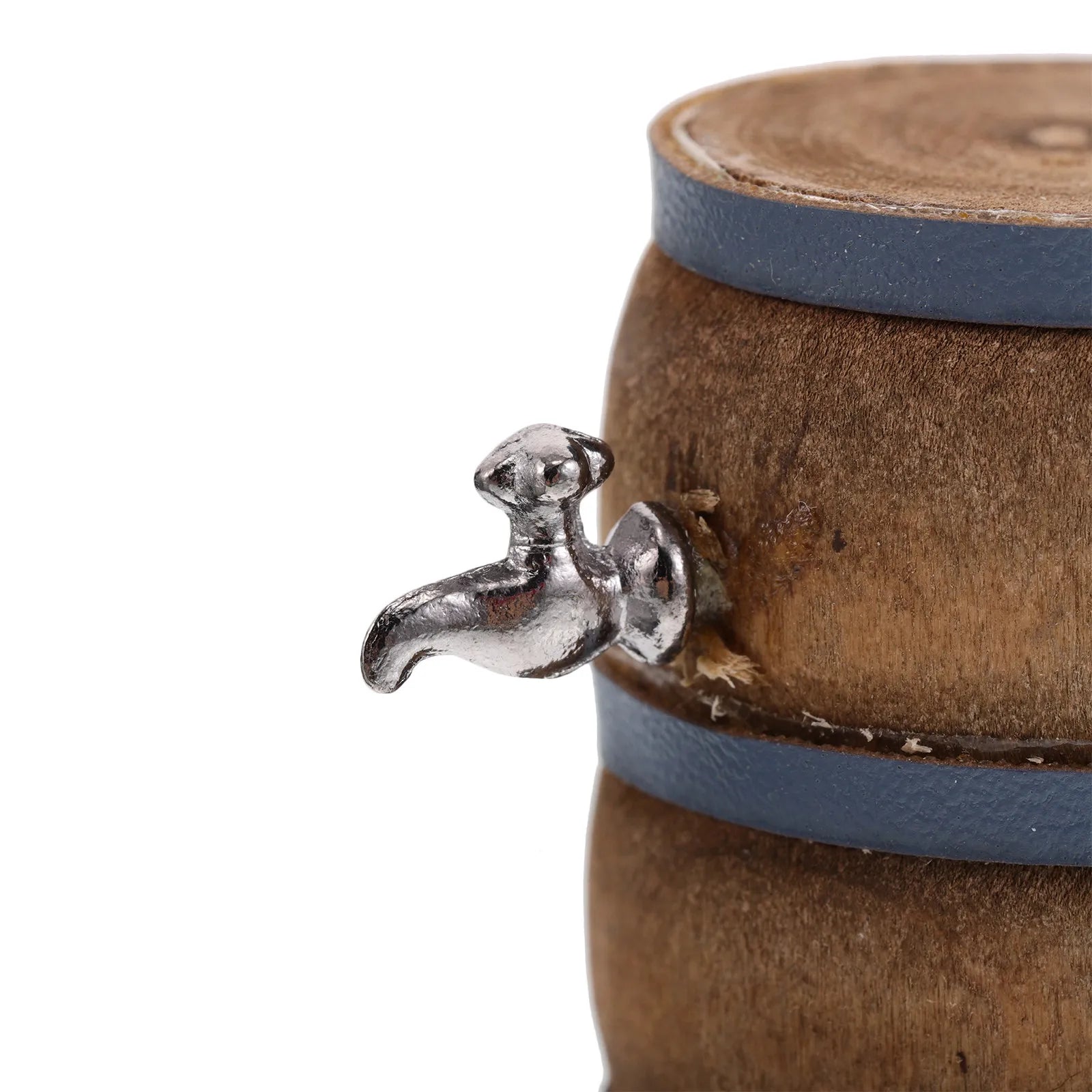 2Sets Miniature Wine Cellar Decoration Vintage Wooden Beer Barrel Faucet Wine Glass Mini Bar Drink Accessories Miniature