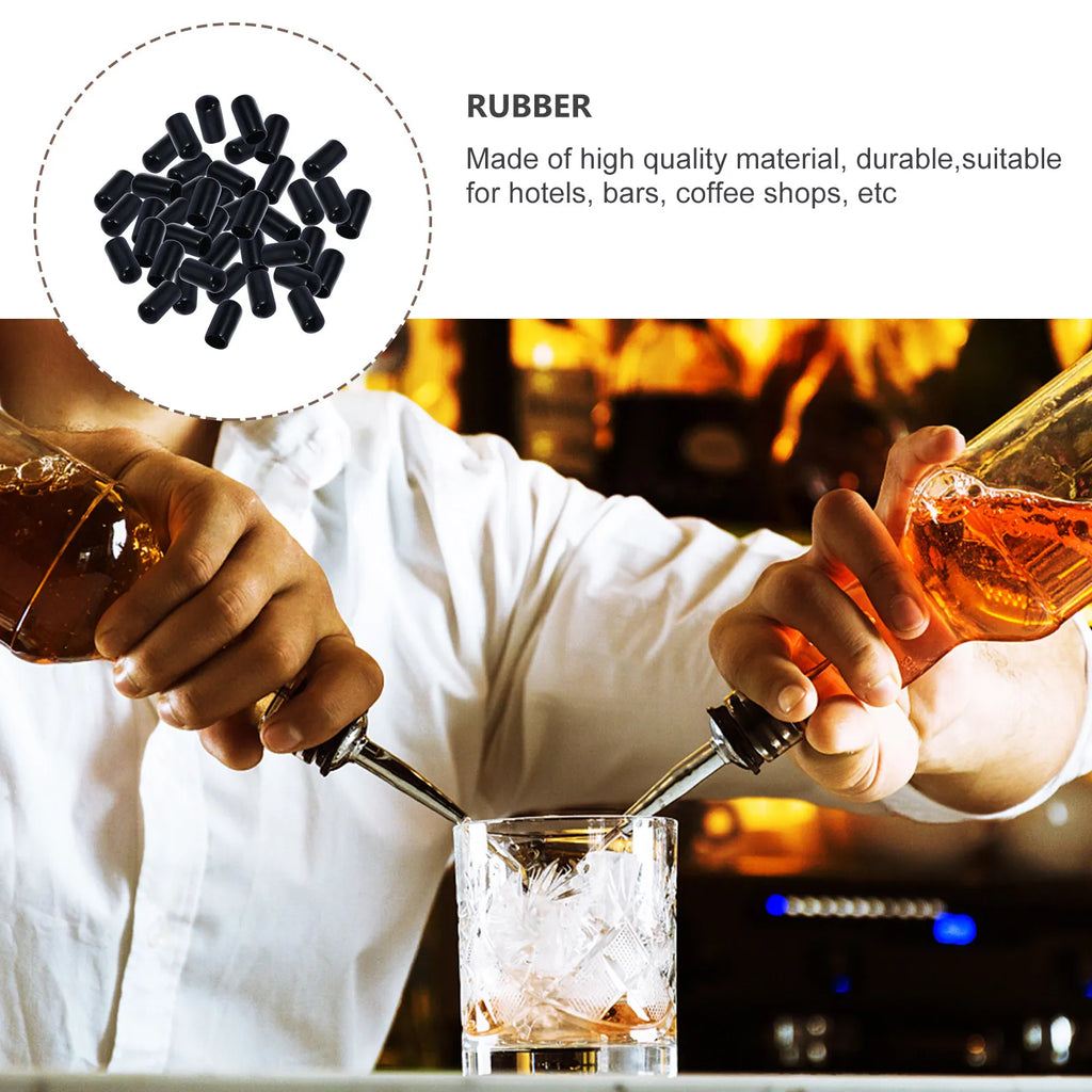 100Pcs Liquor Bottle Pourer Cover Reusable Rubber Spout Caps for Wine Oil Bottle Pour Spouts Dust Proof Bar Accessories