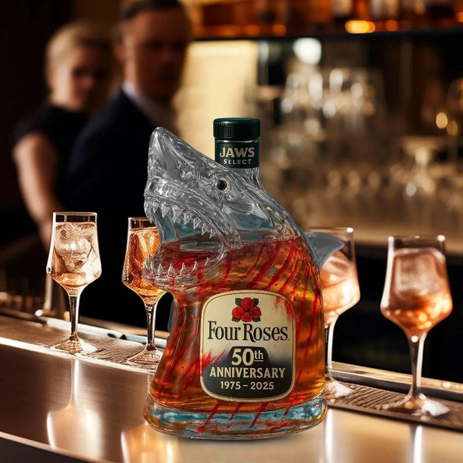 2025 Shark Statue Wine Bottle, Decanter Wine Decoration For Bar,Office,Home Animal Whiskey Bottle 3D Engraved Shark Glass 320ml