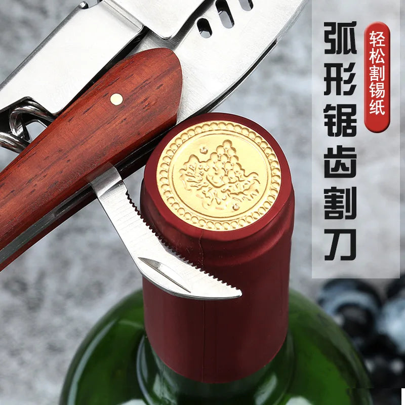 Red Pear Wood Handle Wine Opener  Beer Bottle  Opener Corkscrew Bar Accessories Manufacturer Drop Ship for Bartender