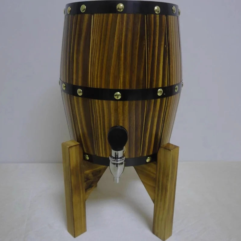 Oak Wood Aging Barrel with Tap Small Wooden Wine & Spirit Fermentation Cask Portable Mini Whiskey Barrel Decor for Home Brewing