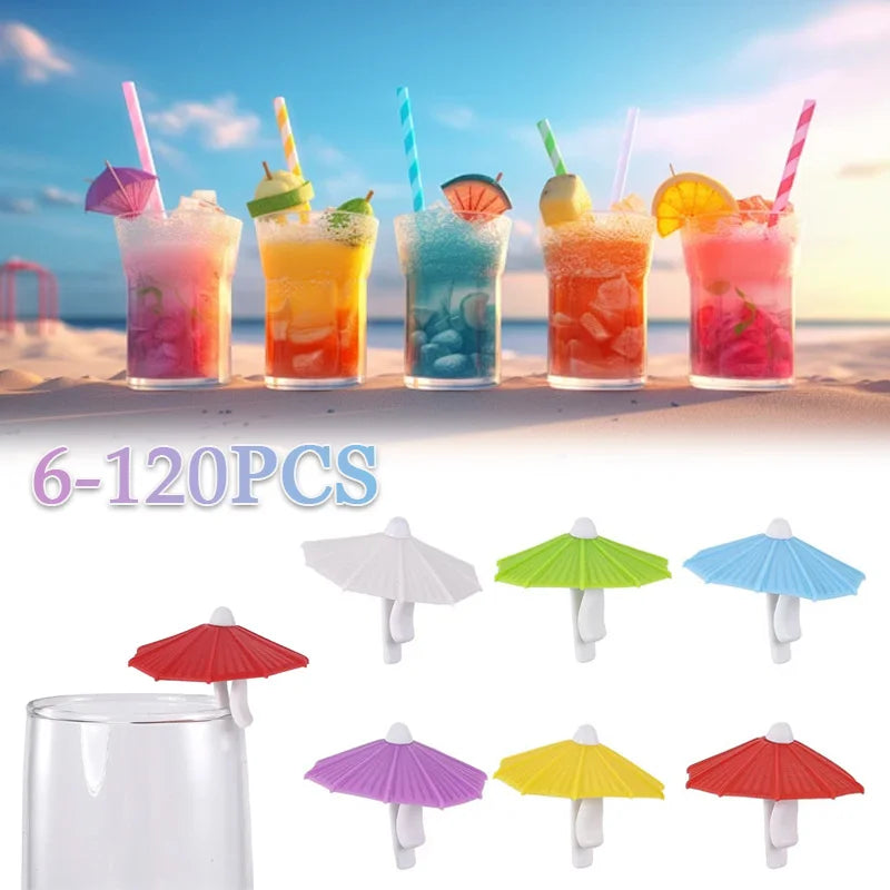 6-120PCS Wine Glass Markers Drink Fruit Cake Sticks Mini Umbrella Cocktail Parasols Wedding Decora Birthday Party Supplies