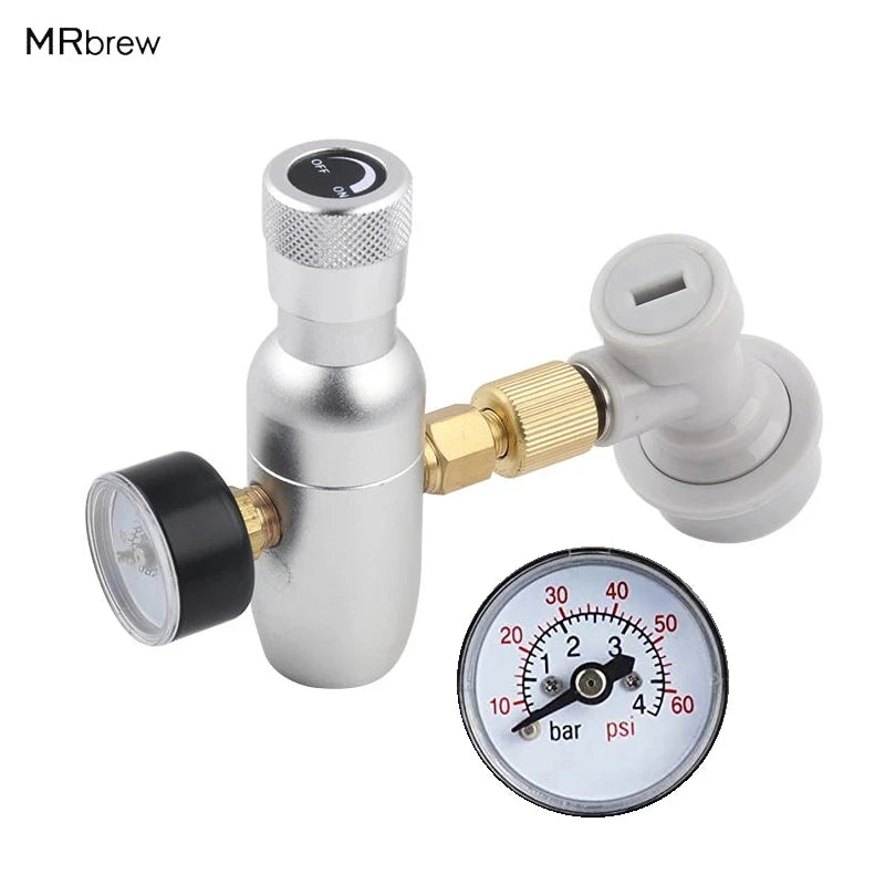 Stainless Carbonation Cap 60psi CO2 Charger With 5/16" Barb & Ball Lock Disconnect Type CO2 Coupling For Carbonate Soda Beer